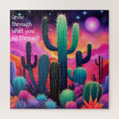 inspirerend quote, kleurrijk cactus landschap legpuzzel (Verticaal)