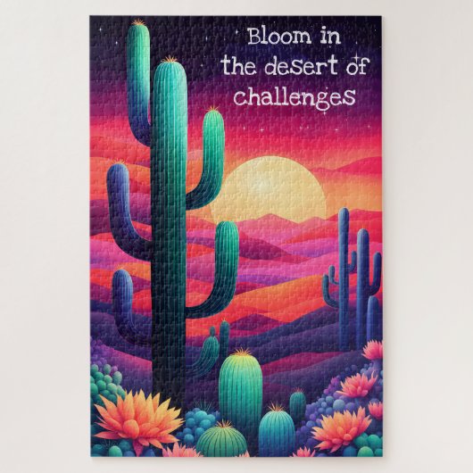 inspirerend quote, kleurrijk cactus landschap legpuzzel (Verticaal)