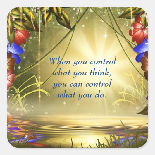 Inspirerend quote machtigt uw mindset Blue Gold Vierkante Sticker (Voorkant)