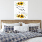 Inspirerend Quote met Zonnebloemen Canvas Afdruk (Insitu (Slaapkamer))