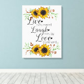 Inspirerend Quote met Zonnebloemen Canvas Afdruk (Insitu (Houten vloer))