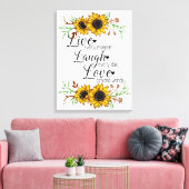 Inspirerend Quote met Zonnebloemen Canvas Afdruk (Insitu (Woonkamer))