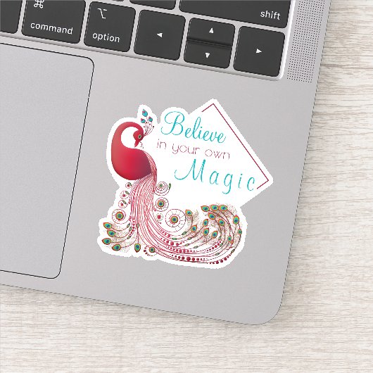 Inspirerend quote mooie pauw sticker (Detail)