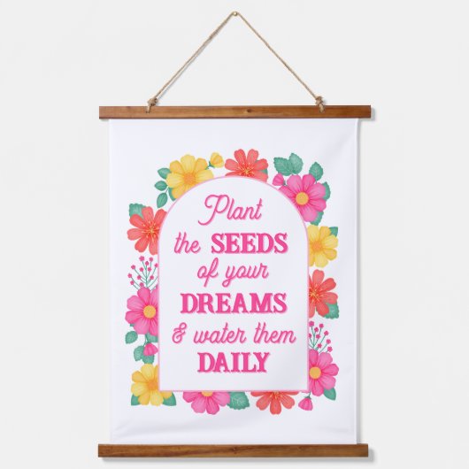 Inspirerend Quote Motivatie Bloemenboog Hangend Wandkleed (Voorkant)
