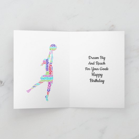 Inspirerend Quote Netball Verjaardag Kaart (Binnen)
