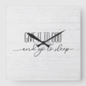 Inspirerend quote op witgewassen hout vierkante klok (Voorkant)