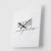 Inspirerend quote op witgewassen hout vierkante klok (Hoek)