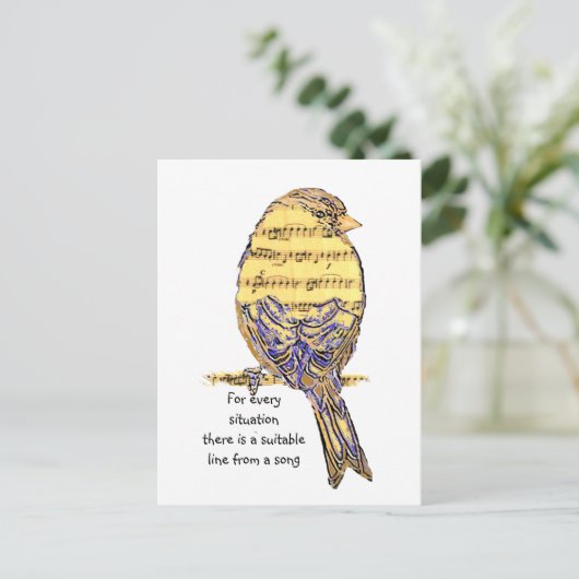 Inspirerend quote over Songs Life Schattige Bird Briefkaart (Staand voorkant)