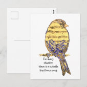 Inspirerend quote over Songs Life Schattige Bird Briefkaart (Voorkant / Achterkant)