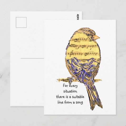Inspirerend quote over Songs Life Schattige Bird Briefkaart (Voorkant / Achterkant)
