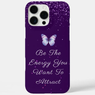 Inspirerend Quote paarse glitters vlinder iPhone 16 Pro Max Hoesje
