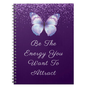 Inspirerend Quote paarse glitters vlinder Notitieboek