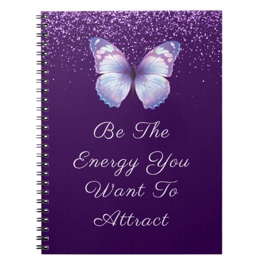 Inspirerend Quote paarse glitters vlinder Notitieboek (Voorkant)