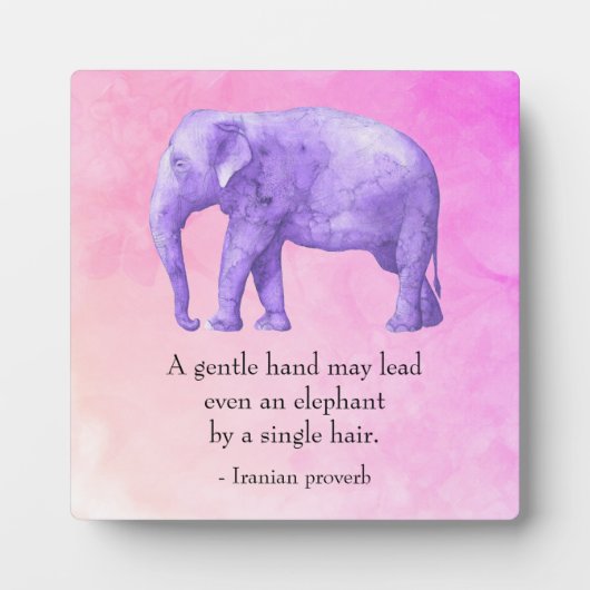 Inspirerend Quote Paarse Waterverf Elephant Fotoplaat (Voorkant)