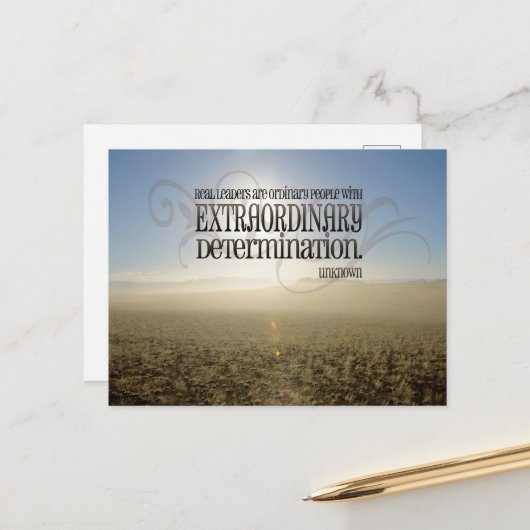 inspirerend quote "Real Leaders" Briefkaart (Voorkant / Achterkant in situ)