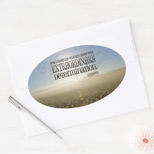 inspirerend quote "Real Leaders" Ovale Sticker (Envelop)