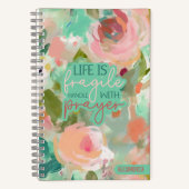 Inspirerend Quote Roze Bloemen Gebed Journaal Notitieboek (Voorkant)