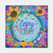 Inspirerend Quote Schattigee Trendy Bloemen  Magneet (Voorkant)