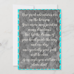 Inspirerend quote turquoise afstuderen cards bedankkaart