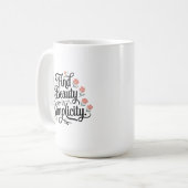 Inspirerend quote: Vind schoonheid in eenvoud Koffiemok (Voorkant links)