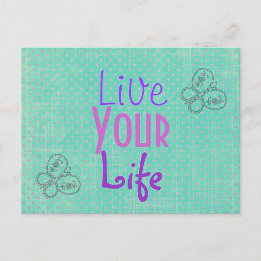 Inspirerend Quote Vlinders en Polka stippen Briefkaart (Voorkant)