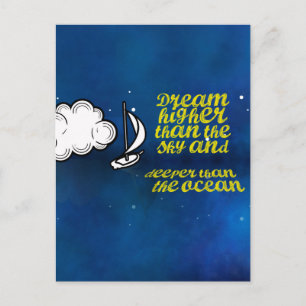 Inspirerend Quote, Zeilboot en Nachtlucht Briefkaart