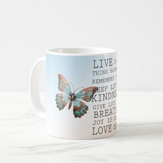 Inspirerend quotes Aqua Roos Gold Butterfly Koffiemok (Voorkant links)