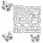 Inspirerend quotes Aqua Roos Gold Butterfly Sticker (Voorkant)