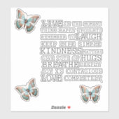 Inspirerend quotes Aqua Roos Gold Butterfly Sticker (Vel)