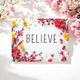 Inspirerend quotes geloven roze geel briefkaart