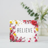Inspirerend quotes geloven roze geel briefkaart (Staand voorkant)
