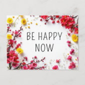 Inspirerend quotes Happy Pink Yellow Briefkaart (Voorkant)