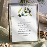 Inspirerend quotes Poster Olijftak<br><div class="desc">Breng aanmoediging en geloof in elke ruimte met dit prachtig vervaardigde inspirerend poster, met het krachtige Bijbelvers uit Jozua 1:9: "Heb ik u niet geboden? Wees sterk en moedig. Wees niet bevreesd, wees niet ontmoedigd, want de HEERE, uw God, zal met u zijn, waar gij ook heengaat. Omlijst met elegante...</div>