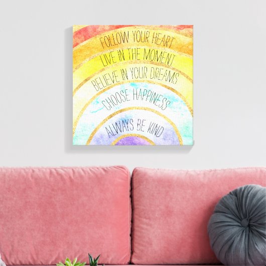 Inspirerend quotes Rainbow Canvas Afdruk (Insitu (Woonkamer))