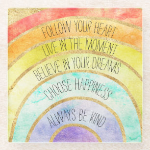 Inspirerend quotes Rainbow Glazen Onderzetter