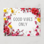 Inspirerend quotes voelen goede vibes roze geel briefkaart (Voorkant)