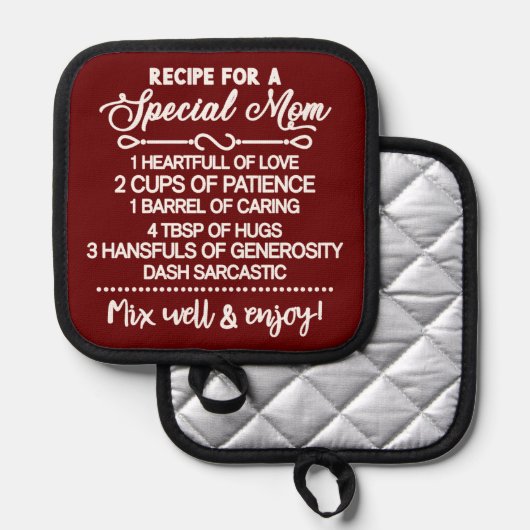 Inspirerend recept voor een speciale moeder pannenlap (Voorkant / Achterkant)