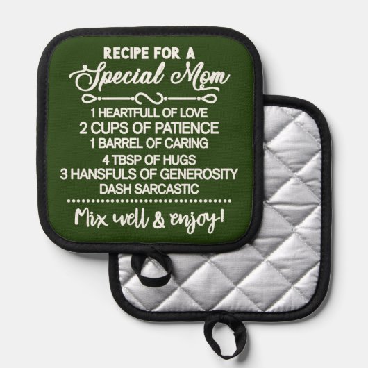 Inspirerend recept voor een speciale moeder pannenlap (Voorkant / Achterkant)