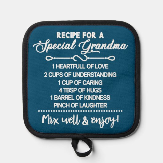 Inspirerend recept voor een speciale oma pannenlap (Voorkant)