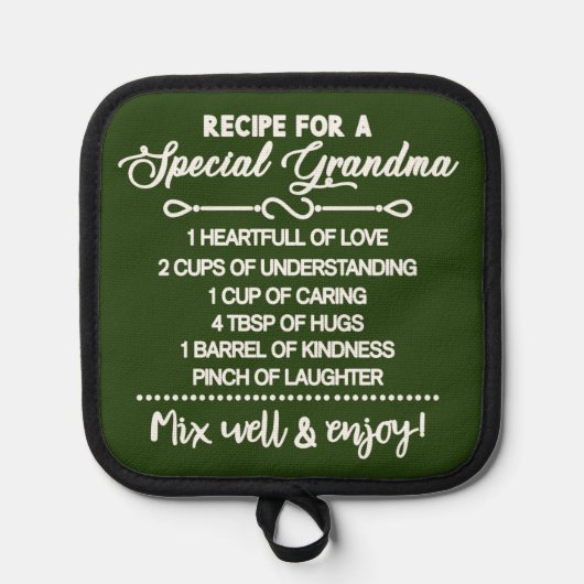 Inspirerend recept voor een speciale oma pannenlap (Voorkant)