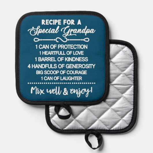 Inspirerend recept voor een speciale opa pannenlap (Voorkant / Achterkant)