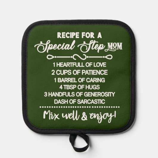 Inspirerend recept voor een speciale stiefmoeder pannenlap (Voorkant)