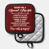 Inspirerend recept voor een speciale stiefmoeder pannenlap (Voorkant / Achterkant)