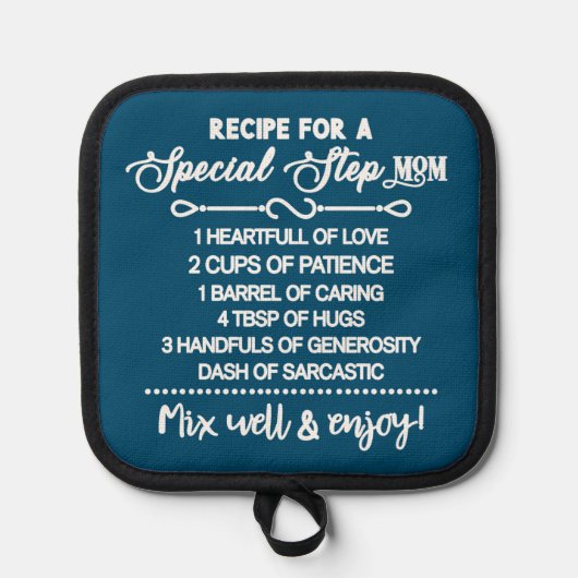 Inspirerend recept voor een speciale stiefmoeder pannenlap (Voorkant)