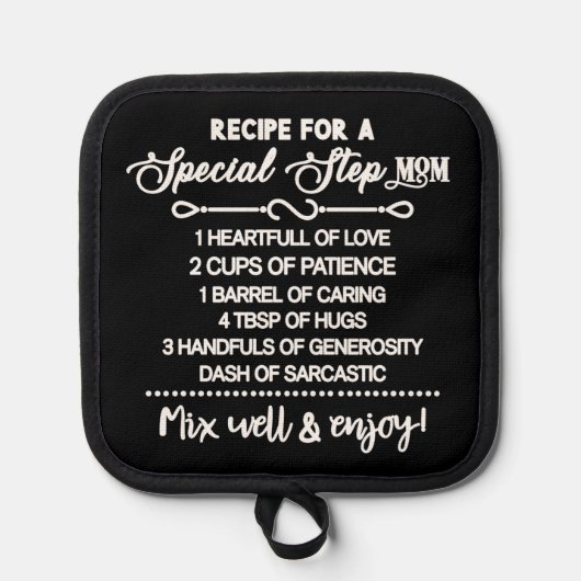 Inspirerend recept voor een speciale stiefmoeder pannenlap (Voorkant)