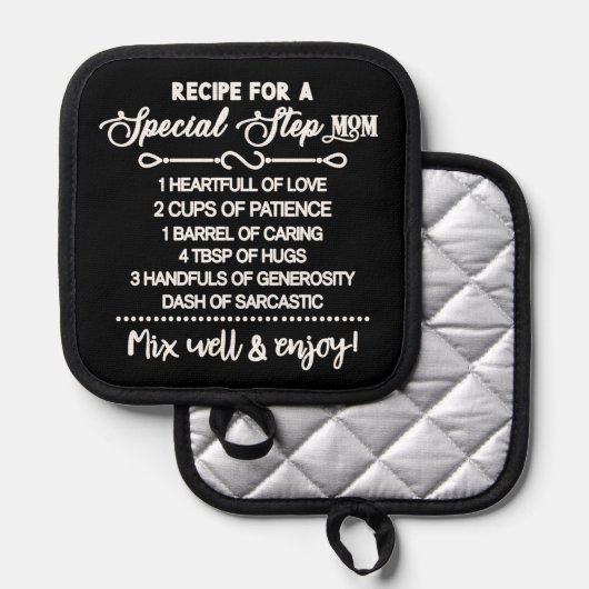 Inspirerend recept voor een speciale stiefmoeder pannenlap (Voorkant / Achterkant)