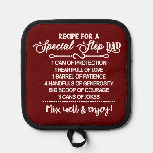 Inspirerend recept voor een speciale stiefvader pannenlap (Voorkant)