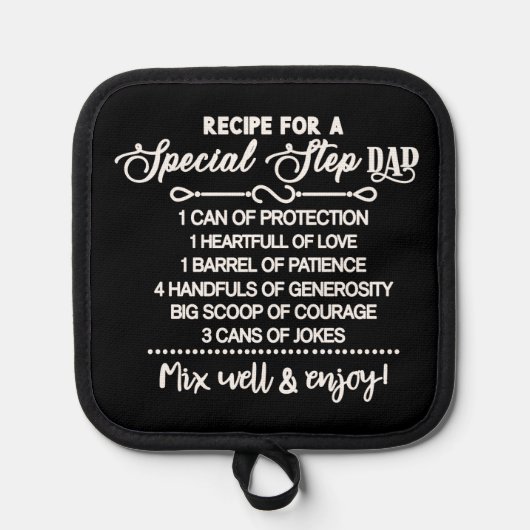 Inspirerend recept voor een speciale stiefvader pannenlap (Voorkant)