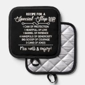 Inspirerend recept voor een speciale stiefvader pannenlap (Voorkant / Achterkant)