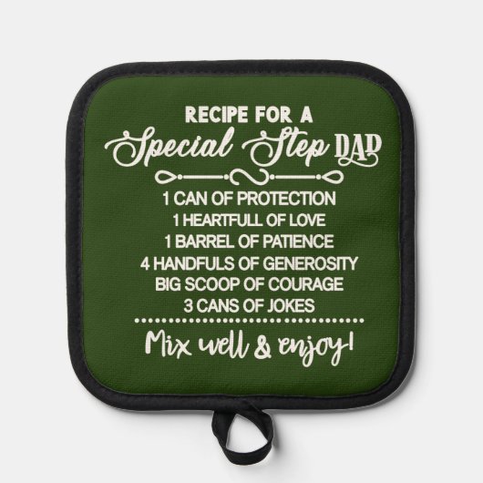 Inspirerend recept voor een speciale stiefvader pannenlap (Voorkant)